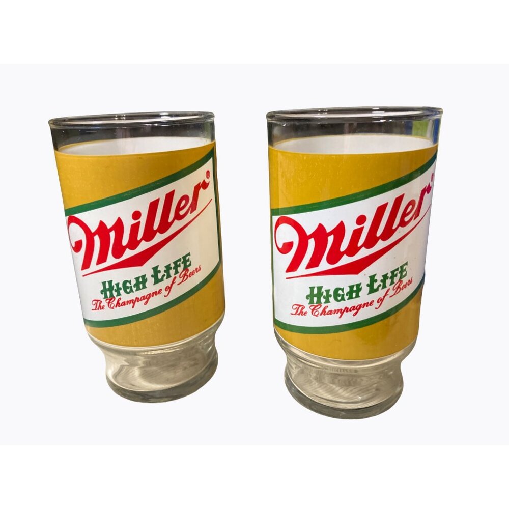 Miller High Life "The Champagne of Beers" Drinking Glasses Vintage